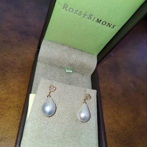 Ross Simons Pearl citrine earrings designer jewelry